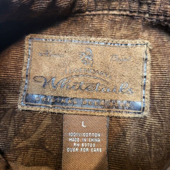 Legendary WhiteTails Corduroy Shirt Mens L Brown Deer Embossed Button Up - Picture 3 of 8